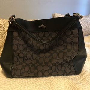 Like new, leather and canvas Coach bag